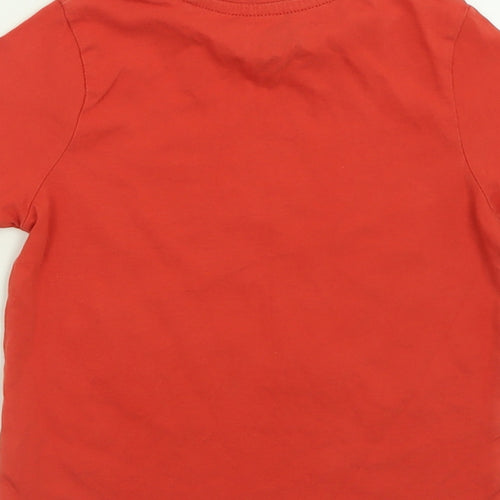 TU Boys Red  Cotton Basic T-Shirt Size 2 Years Crew Neck Pullover