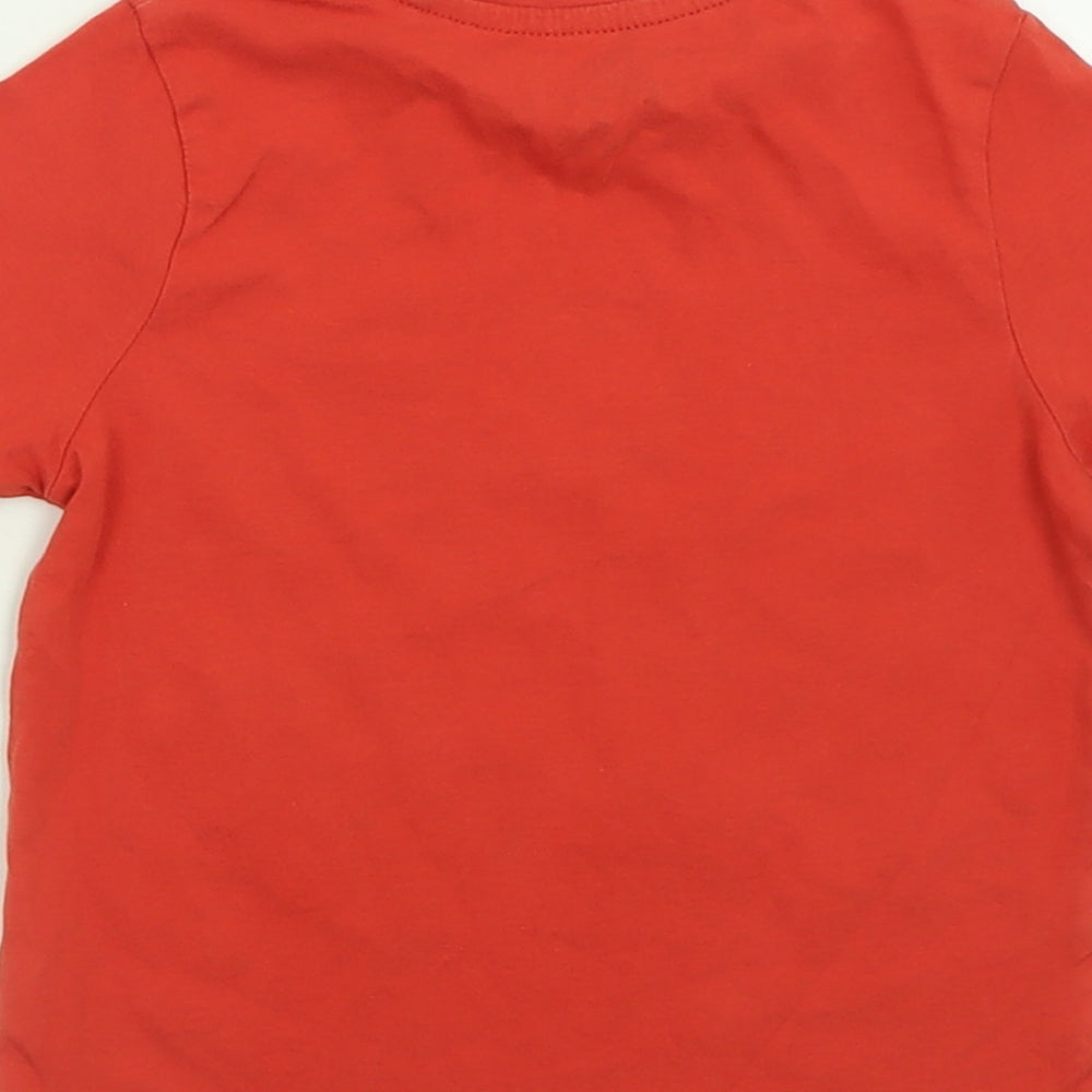 TU Boys Red  Cotton Basic T-Shirt Size 2 Years Crew Neck Pullover