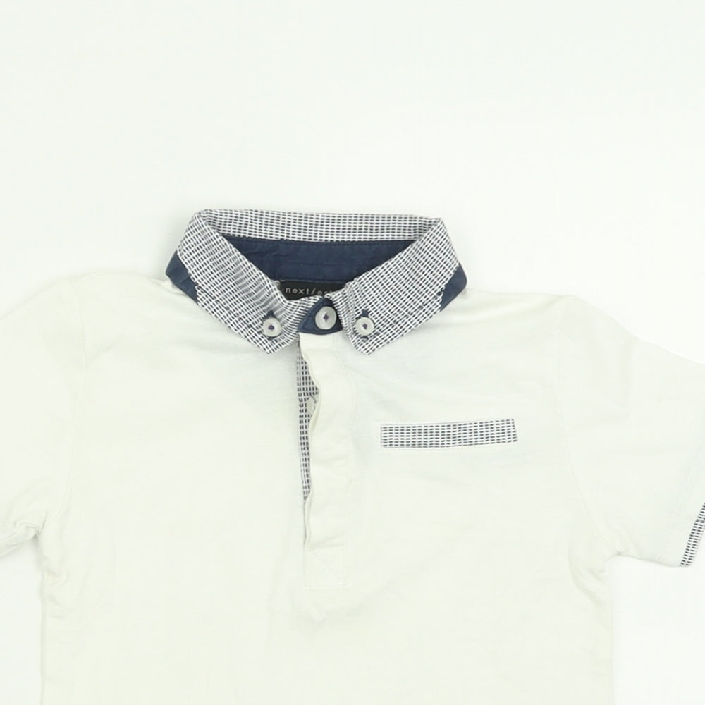 NEXT Boys White  Cotton Basic Polo Size 2 Years Collared Button