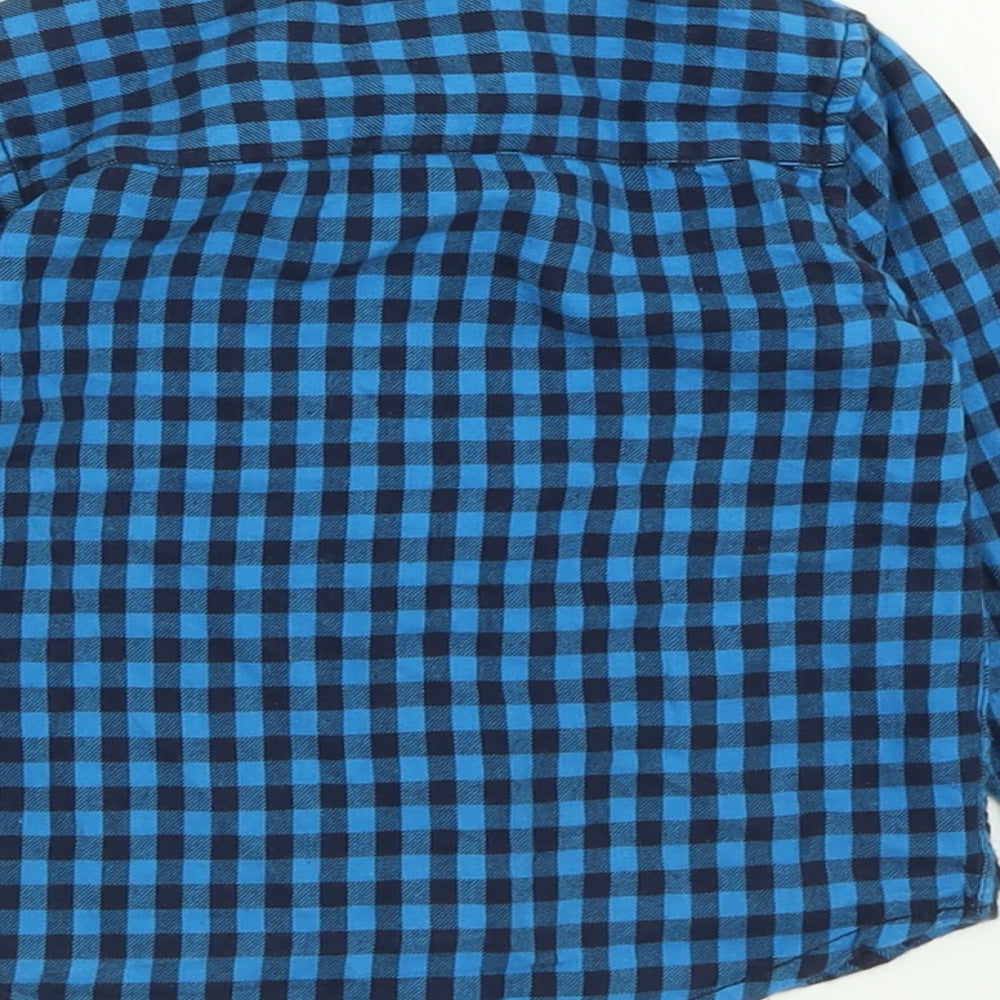 Primark Boys Blue Gingham Cotton Basic Button-Up Size 18-24 Months Collared Button