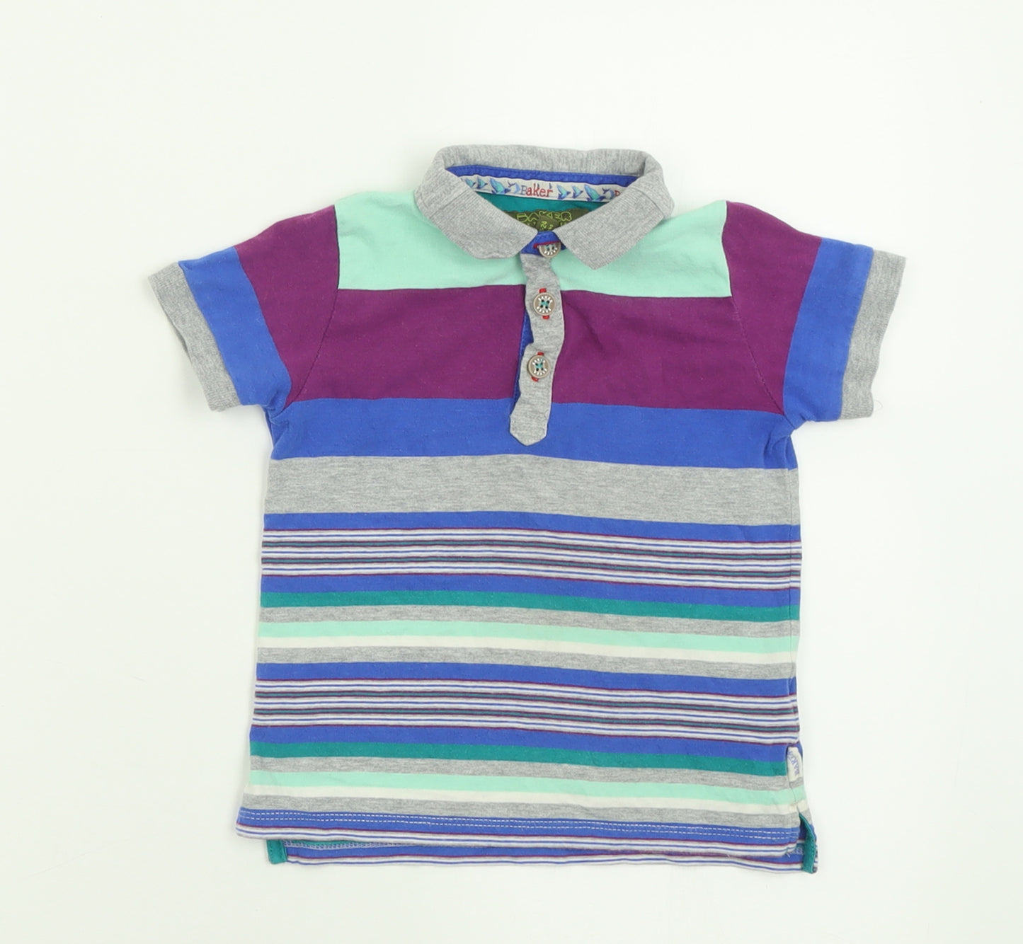 Ted Baker Boys Multicoloured Striped Cotton Basic Polo Size 18-24 Months Collared Button