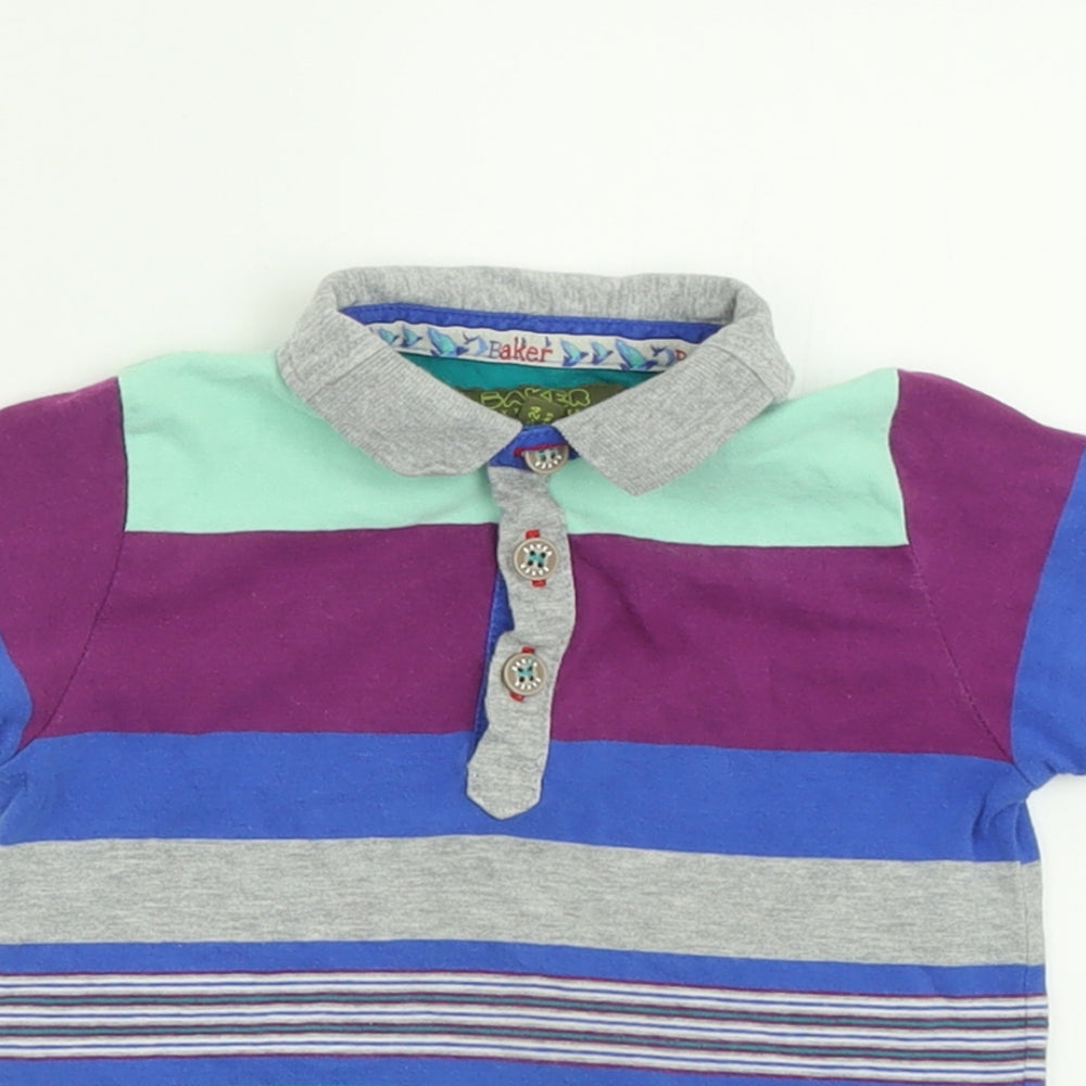 Ted Baker Boys Multicoloured Striped Cotton Basic Polo Size 18-24 Months Collared Button