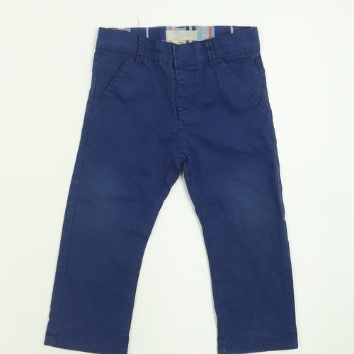 name it Boys Blue  Cotton Chino Trousers Size 2 Years  Regular Button