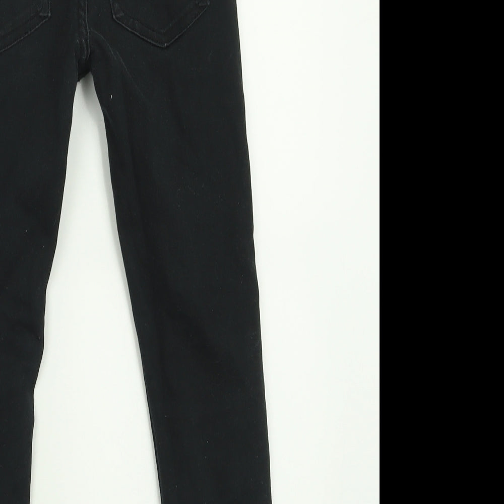 Denim & Co. Girls Black  Cotton Skinny Jeans Size 6-7 Years  Regular Button