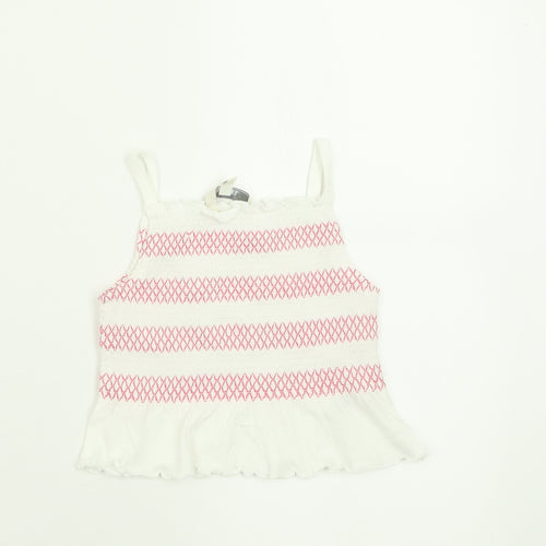 Evie Angel Girls Pink Striped Cotton Basic Tank Size 12-18 Months Square Neck Pullover