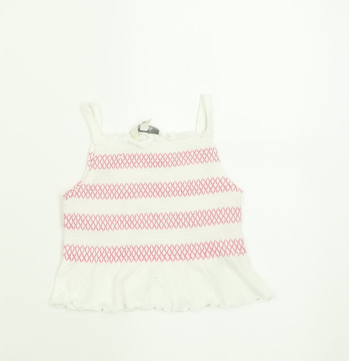 Evie Angel Girls Pink Striped Cotton Basic Tank Size 12-18 Months Square Neck Pullover