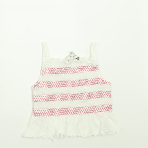 Evie Angel Girls Pink Striped Cotton Basic Tank Size 12-18 Months Square Neck Pullover