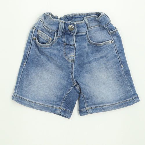 Matalan Girls Blue  Cotton Cropped Jeans Size 9-12 Months  Button