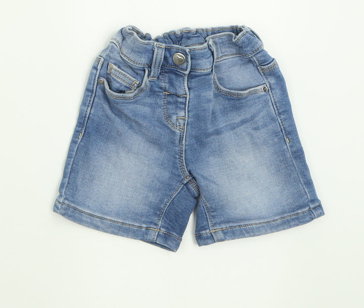 Matalan Girls Blue  Cotton Cropped Jeans Size 9-12 Months  Button