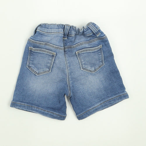 Matalan Girls Blue  Cotton Cropped Jeans Size 9-12 Months  Button