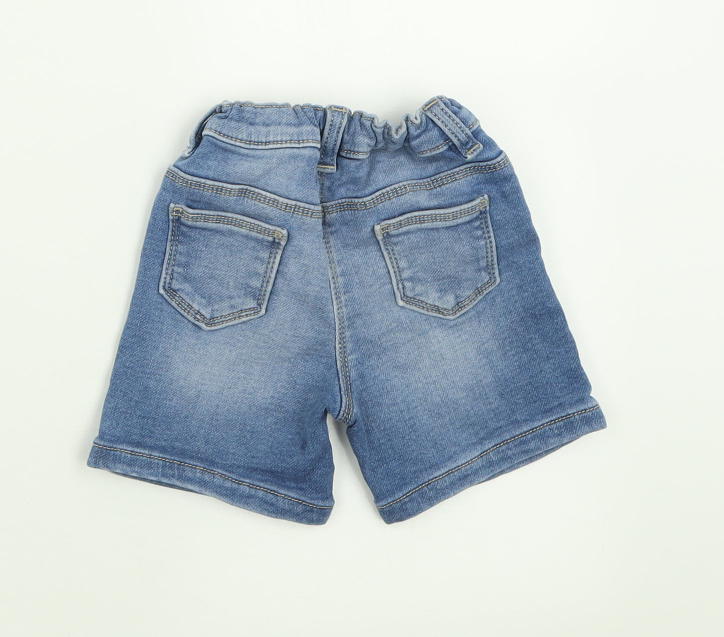 Matalan Girls Blue  Cotton Cropped Jeans Size 9-12 Months  Button