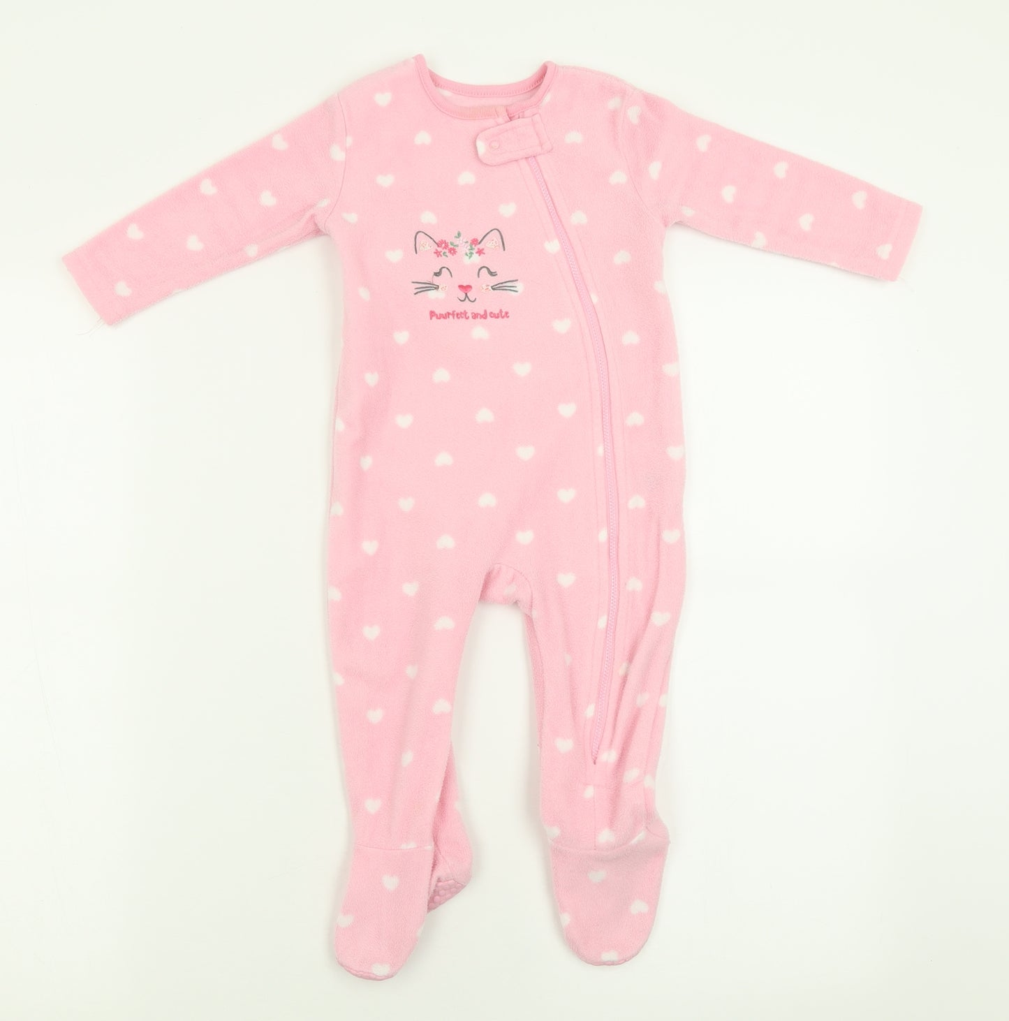 Dunnes Stores Girls Pink Geometric Polyester  One Piece Size 9-12 Months  Zip