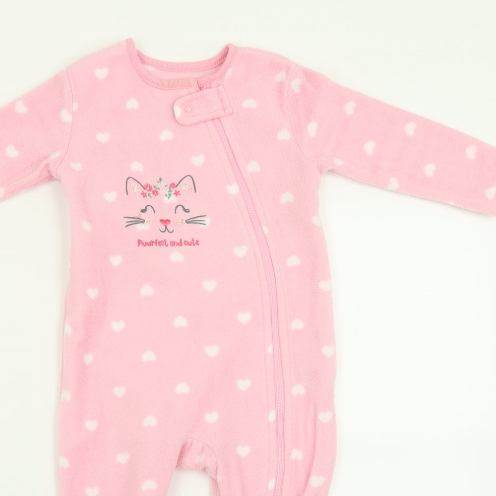Dunnes Stores Girls Pink Geometric Polyester  One Piece Size 9-12 Months  Zip