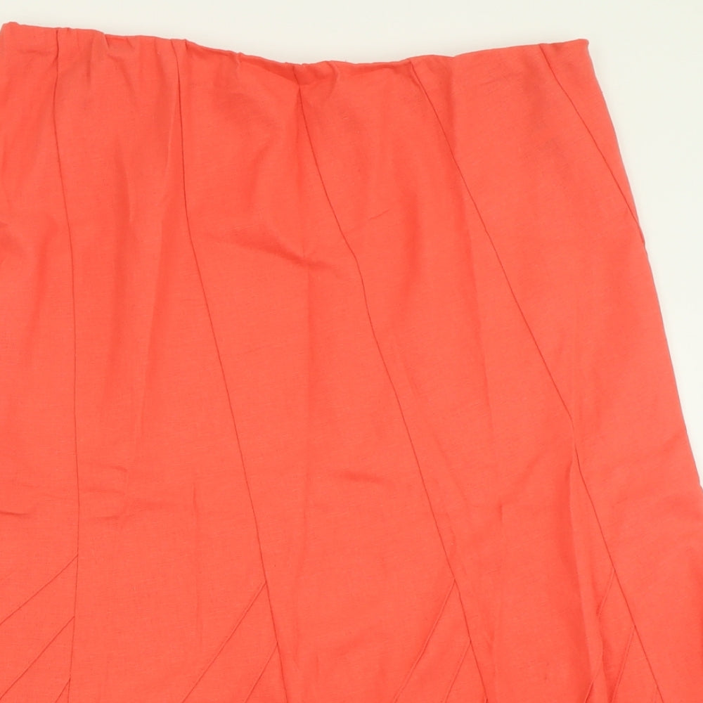 Marks and Spencer Womens Pink  Linen A-Line Skirt Size 18