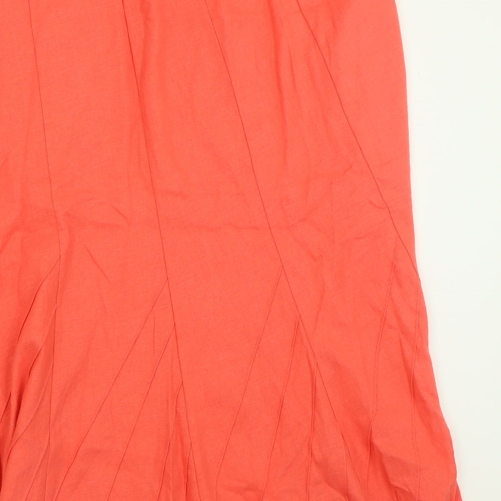 Marks and Spencer Womens Pink  Linen A-Line Skirt Size 18