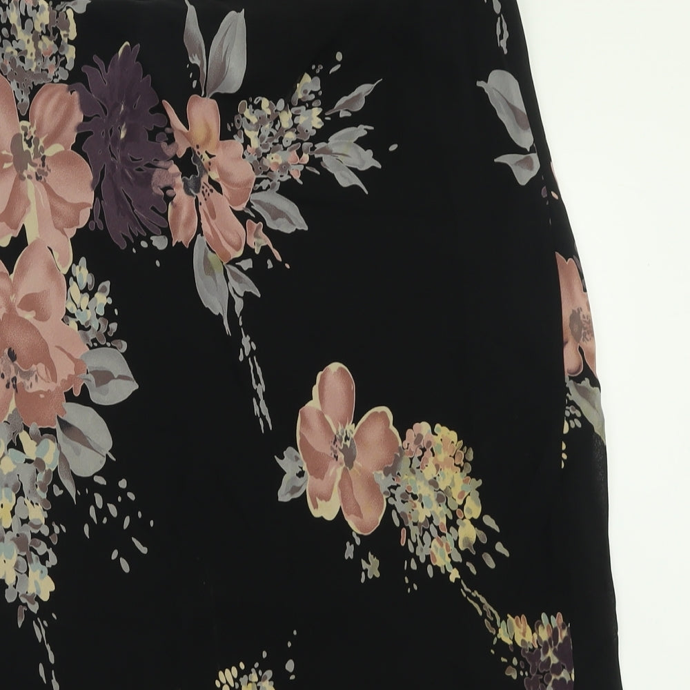 Marks and Spencer Womens Black Floral Viscose A-Line Skirt Size 20