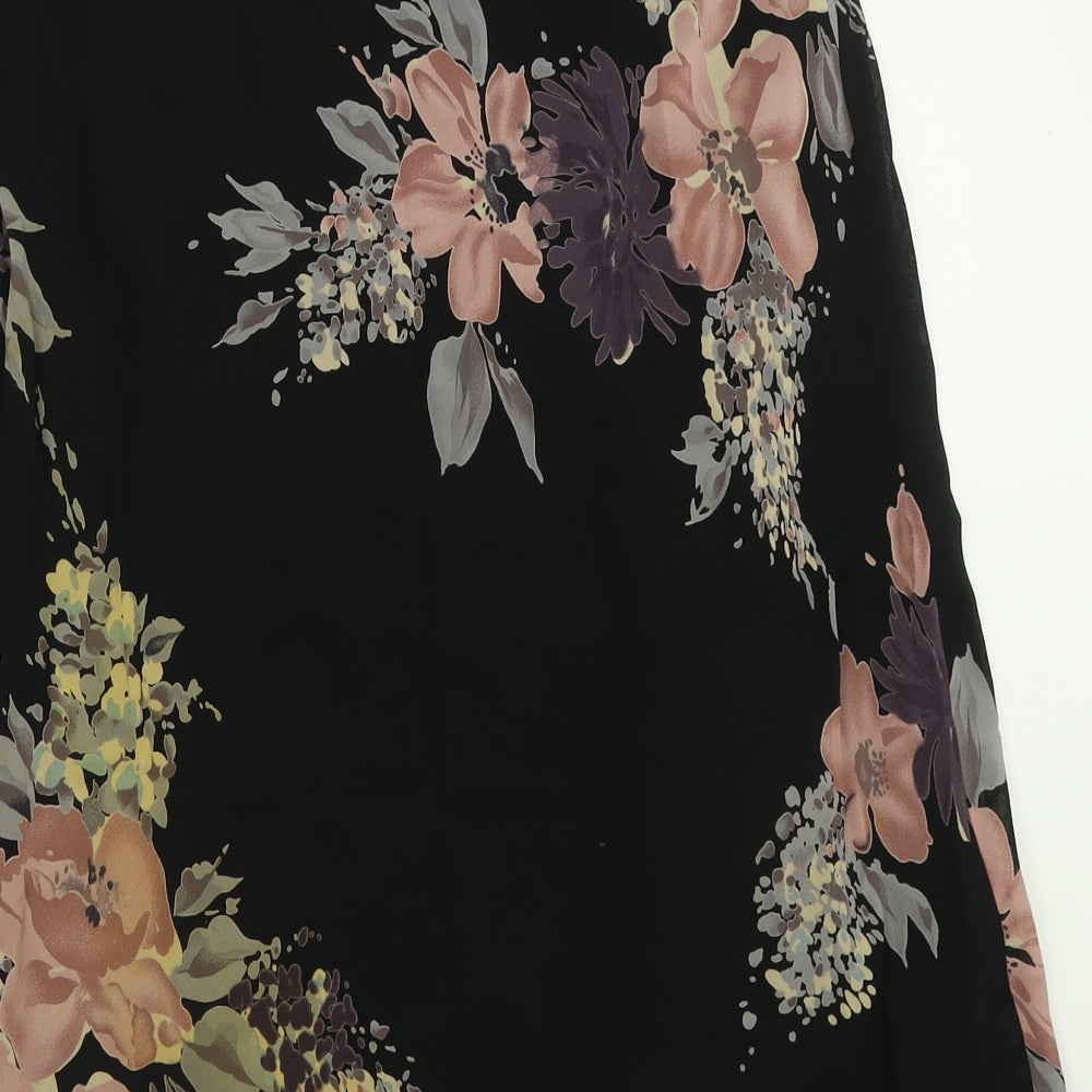 Marks and Spencer Womens Black Floral Viscose A-Line Skirt Size 20