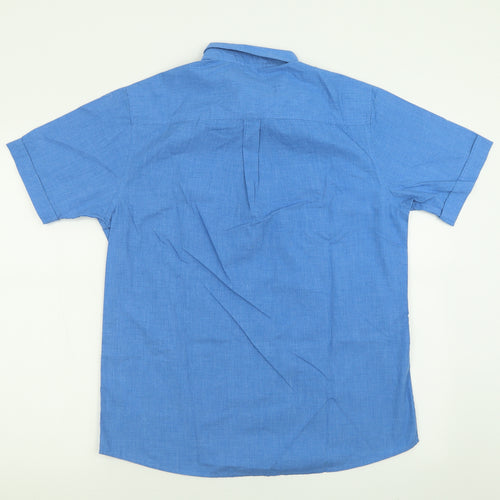 Premier MAN Mens Blue  Polyester  Button-Up Size M Collared Button