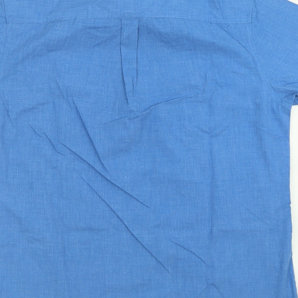 Premier MAN Mens Blue  Polyester  Button-Up Size M Collared Button
