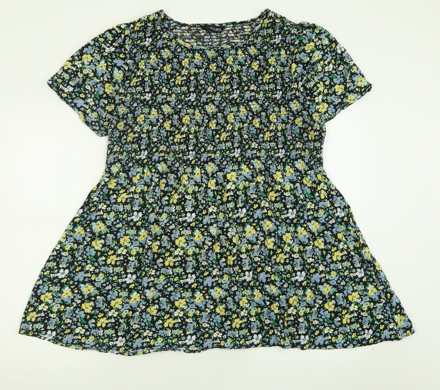 Yours Womens Multicoloured Floral Viscose Tunic T-Shirt Size 22 Crew Neck