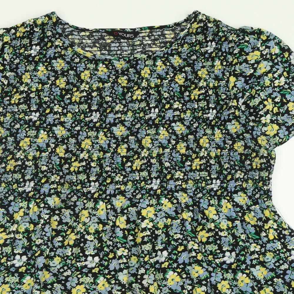 Yours Womens Multicoloured Floral Viscose Tunic T-Shirt Size 22 Crew Neck