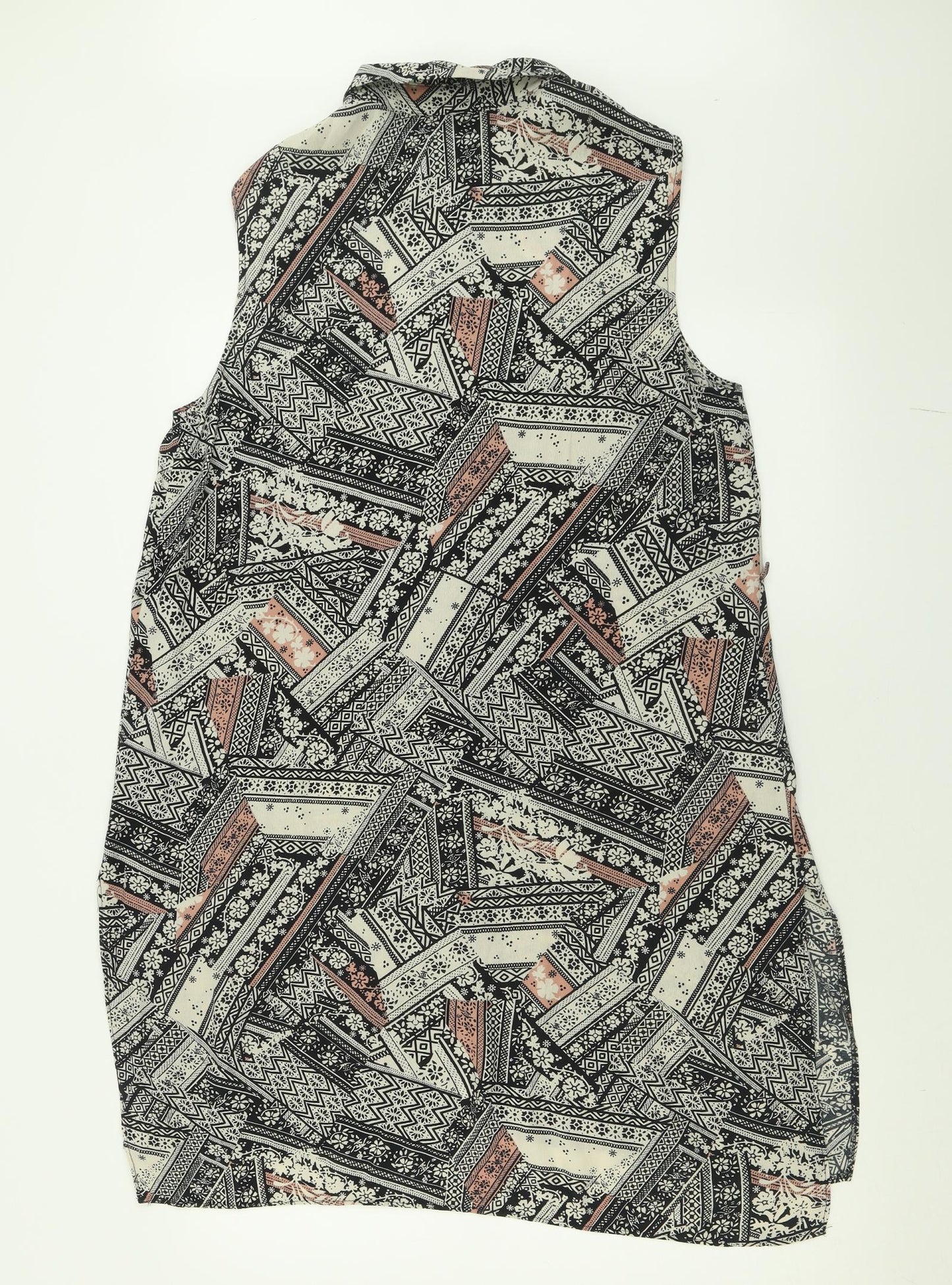 F&F Womens Multicoloured Geometric Viscose A-Line  Size 14  Collared Button