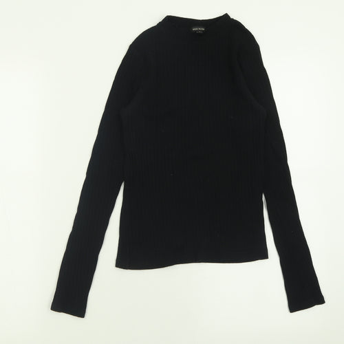 River Island Womens Black Crew Neck  Cotton Pullover Jumper Size 8