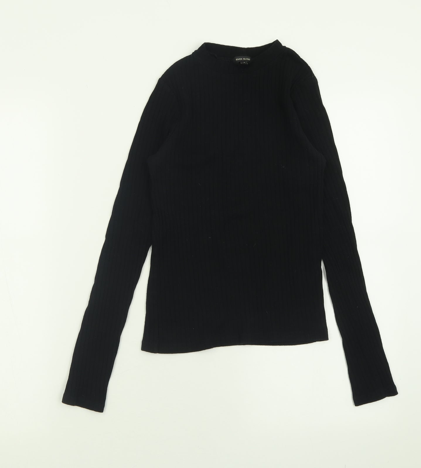 River Island Womens Black Crew Neck  Cotton Pullover Jumper Size 8