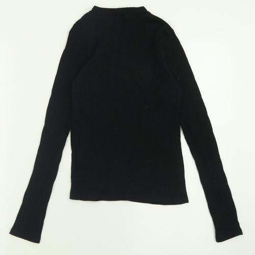 River Island Womens Black Crew Neck  Cotton Pullover Jumper Size 8