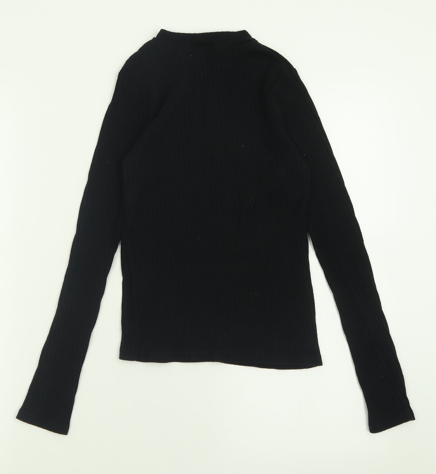 River Island Womens Black Crew Neck  Cotton Pullover Jumper Size 8