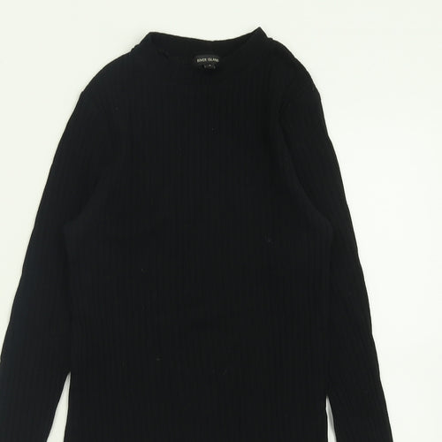 River Island Womens Black Crew Neck  Cotton Pullover Jumper Size 8