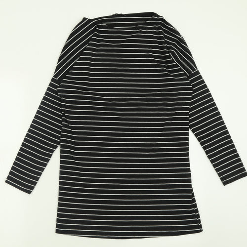F&F Womens Black Striped Polyester A-Line  Size 8  Crew Neck Pullover