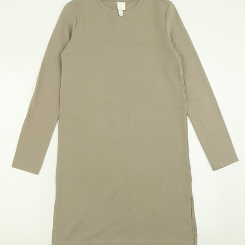 H&M Womens Green  Viscose Jumper Dress  Size XS  Crew Neck Pullover
