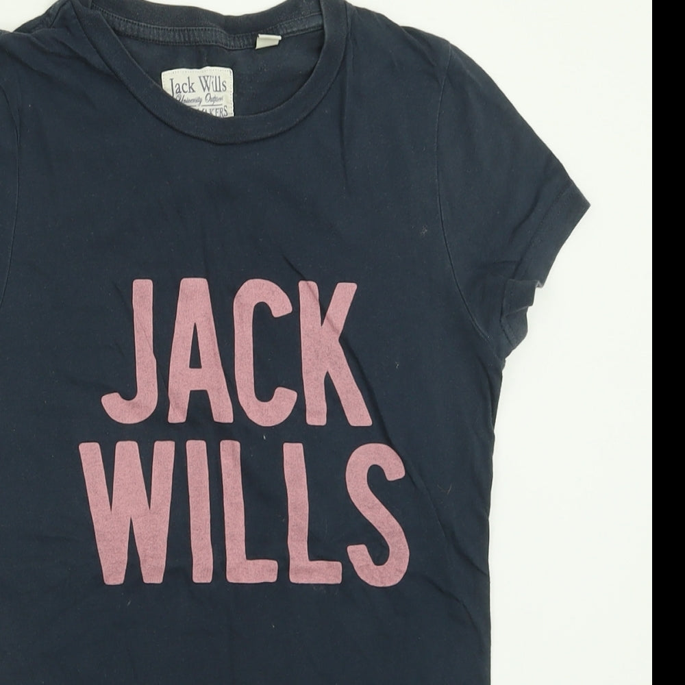Jack Wills Womens Blue  Cotton Basic T-Shirt Size 8 Crew Neck