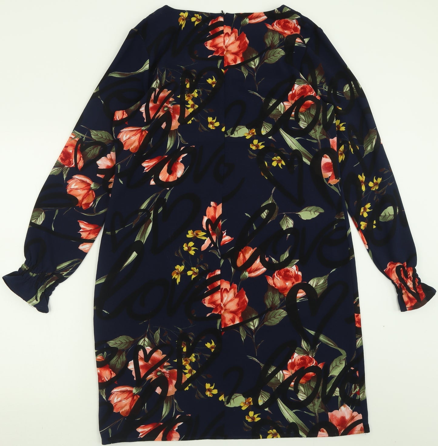 geisha Womens Blue Floral Polyester A-Line  Size 18  V-Neck Pullover