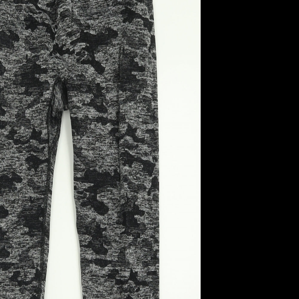 AYBL Womens Grey Camouflage Polyester Capri Leggings Size M L25 in