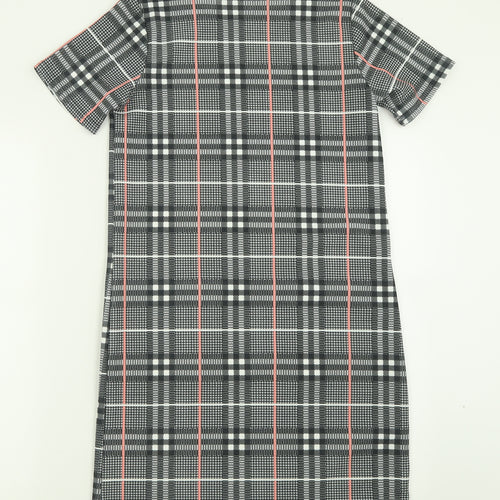 Peacocks Womens Grey Check Polyester A-Line  Size 8  Crew Neck Pullover
