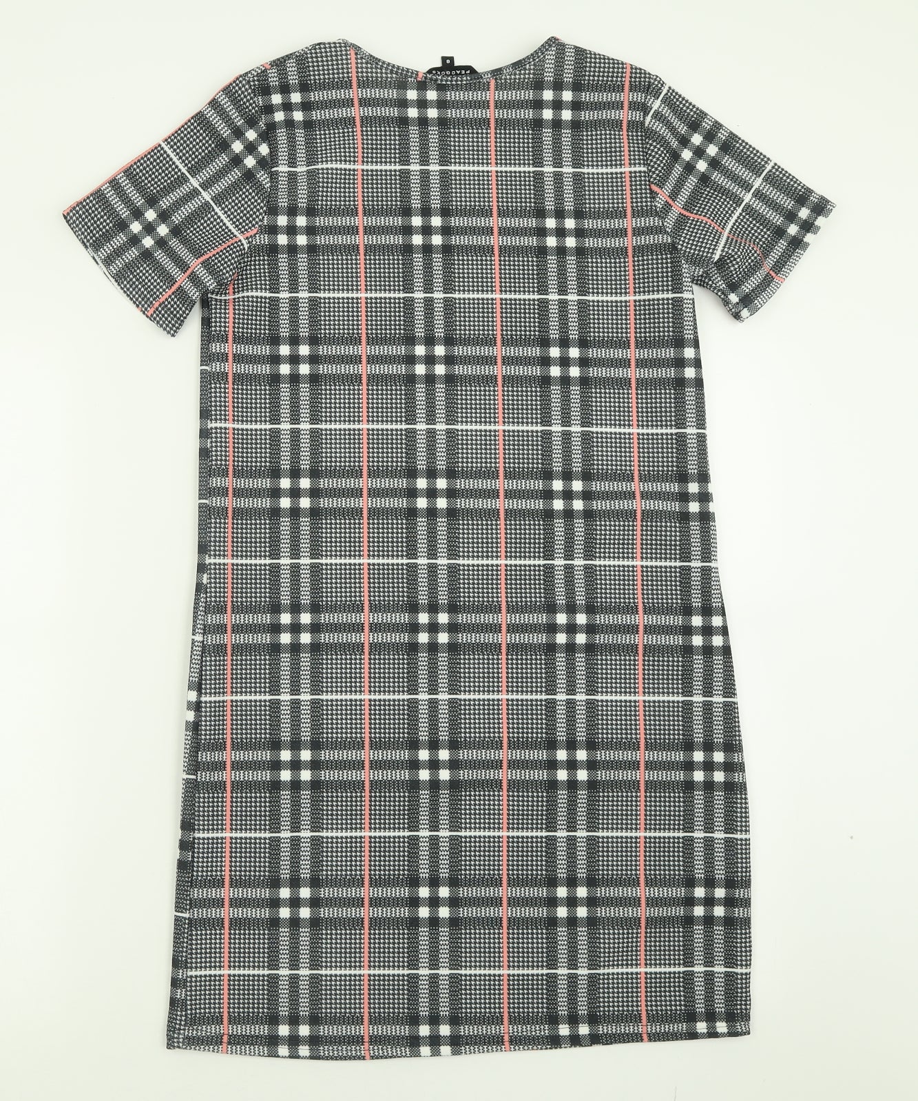 Peacocks Womens Grey Check Polyester A-Line  Size 8  Crew Neck Pullover