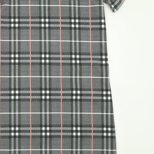 Peacocks Womens Grey Check Polyester A-Line  Size 8  Crew Neck Pullover