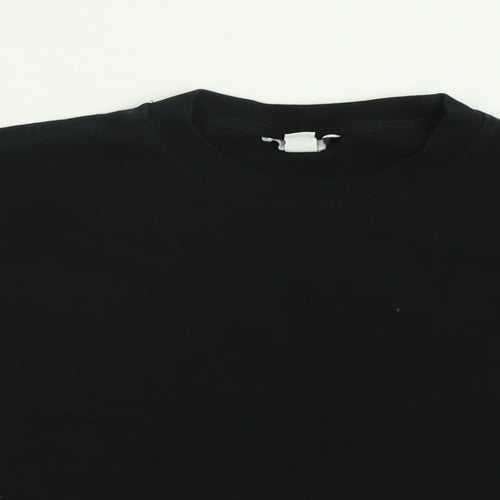 Topshop Womens Black  Cotton Cropped T-Shirt Size M Crew Neck