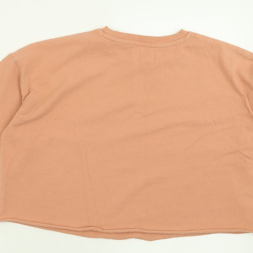Topshop Womens Orange  Cotton Cropped T-Shirt Size 6 Crew Neck