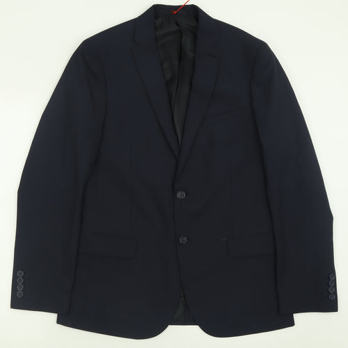 TU Mens Blue  Polyester Jacket Suit Jacket Size 40