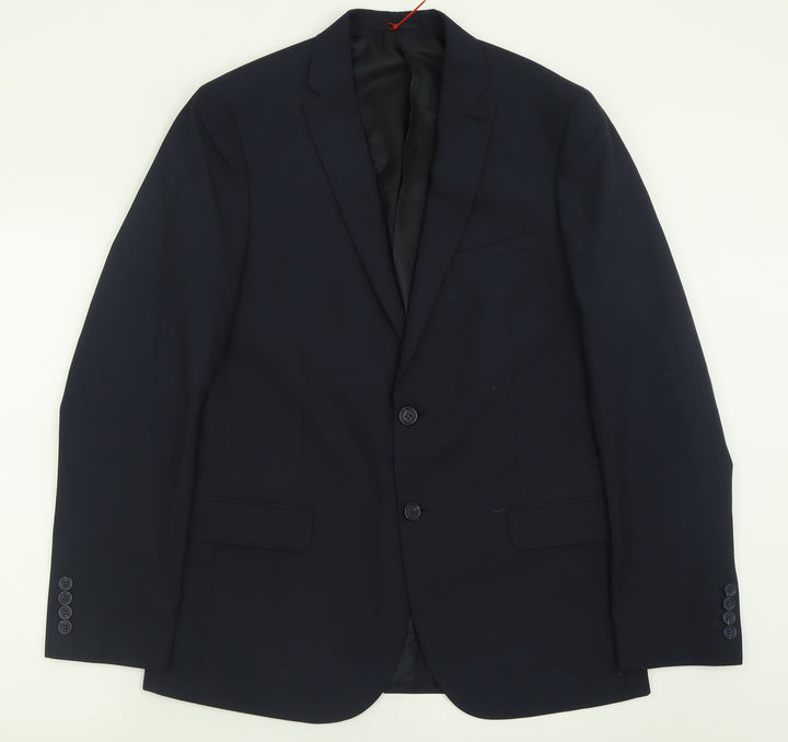 TU Mens Blue  Polyester Jacket Suit Jacket Size 40