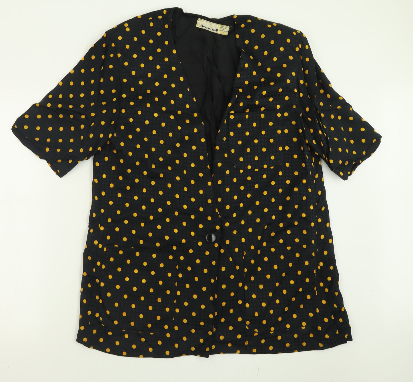 Anne Klein Womens Black Polka Dot  Jacket Blazer Size S  Button