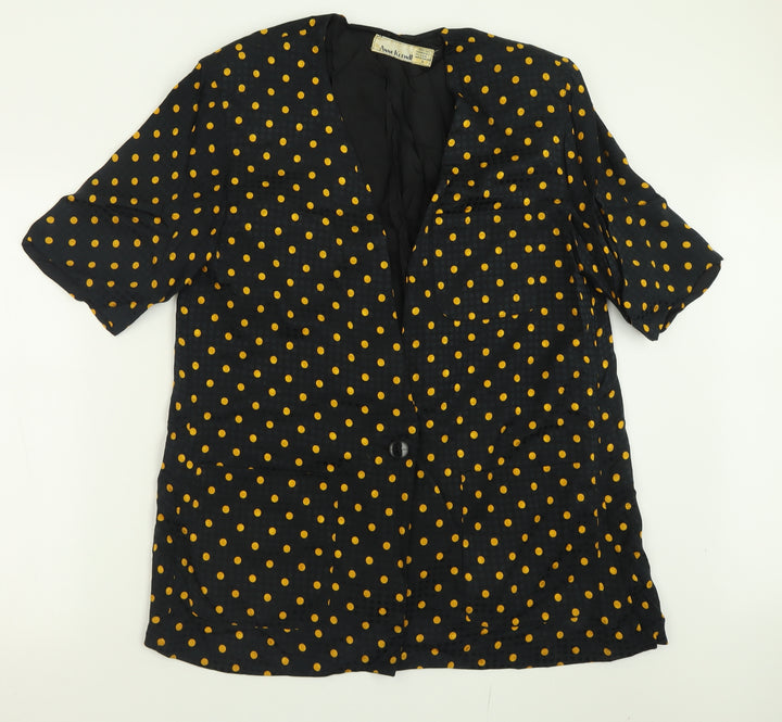 Anne Klein Womens Black Polka Dot Jacket Blazer Size S Button