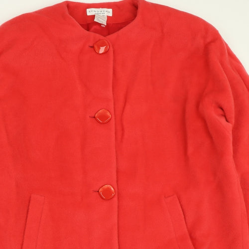 Synonyme Womens Red   Overcoat Coat Size 14  Button