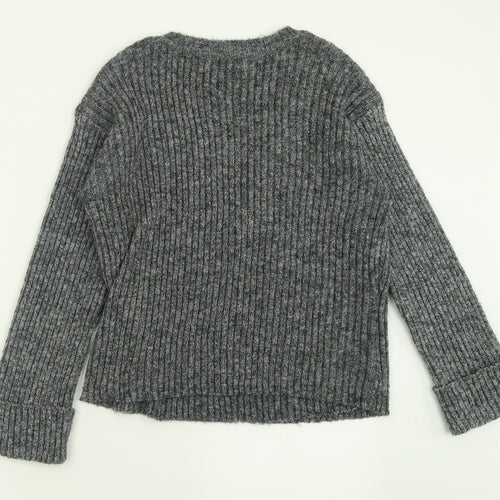 Pieces Womens Grey V-Neck  Acrylic Pullover Jumper Size S
