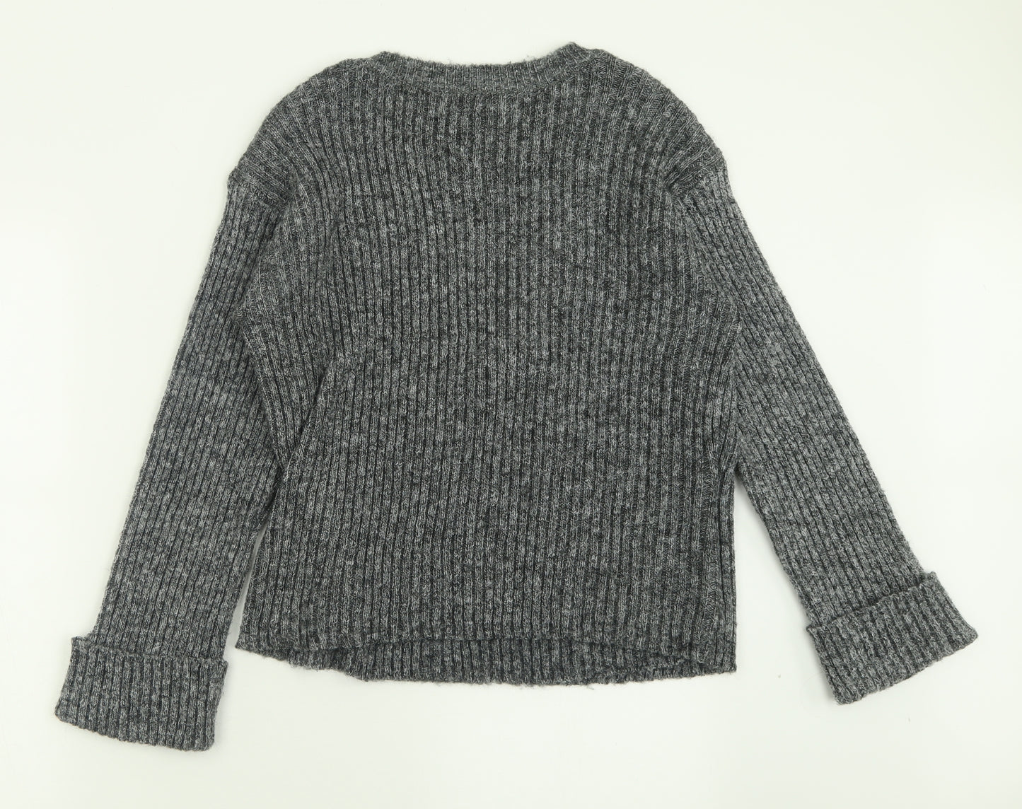 Pieces Womens Grey V-Neck  Acrylic Pullover Jumper Size S