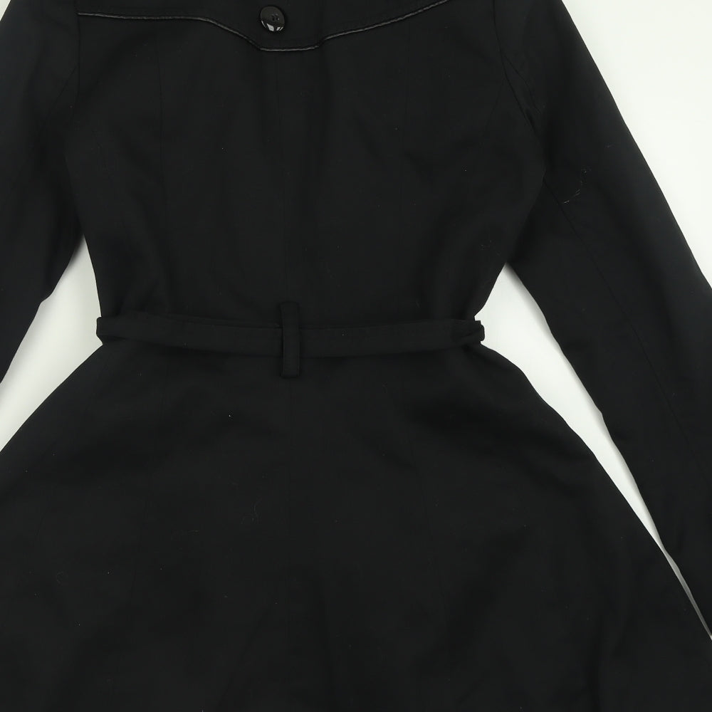 New Look Womens Black   Overcoat Coat Size 10  Button