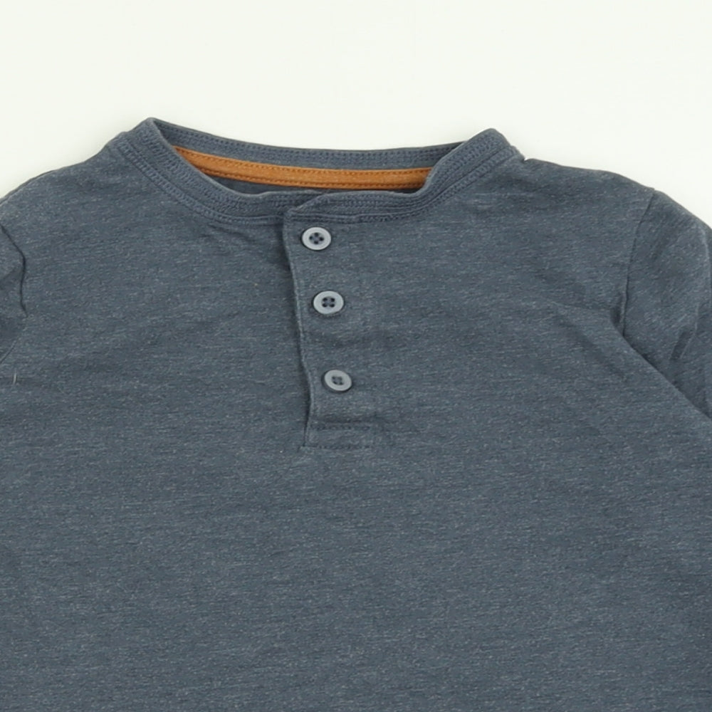 TU Boys Blue  Cotton Basic Casual Size 6 Years Crew Neck Button
